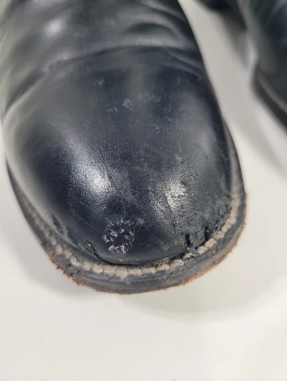 Justin 3133 Black Leather Roper Cowboy Boots Womens Size 7.5 D Damaged As Is